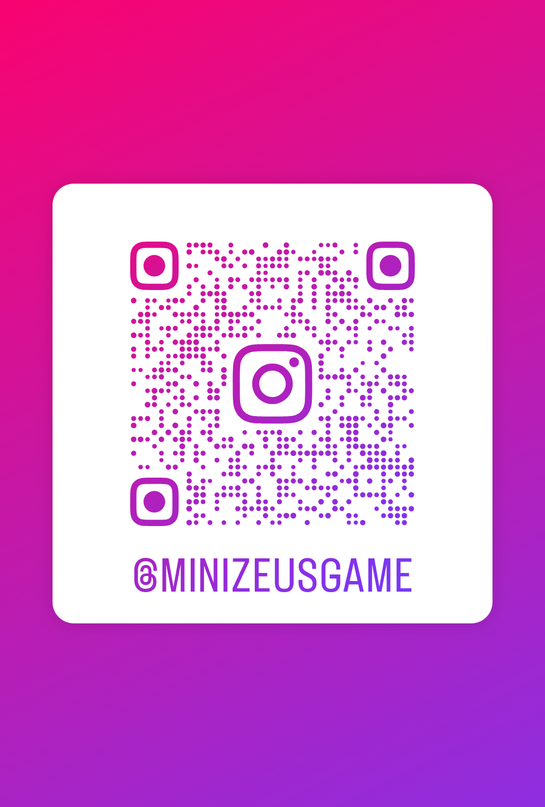 인스타그램 @minizeusgame 프로필로 연결되는 QR 코드